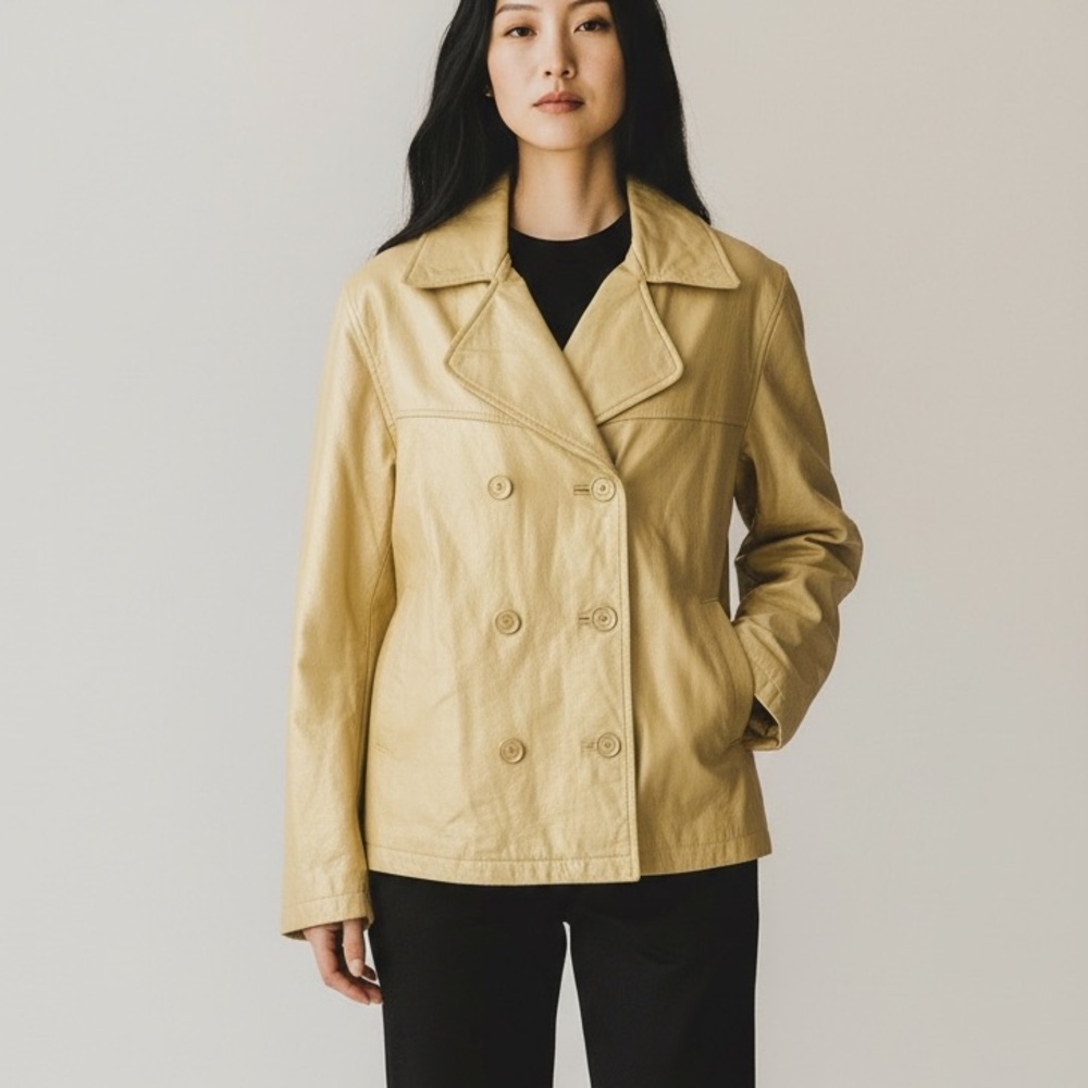 Y2K 90s Leather Metallic Gold Jacket 10